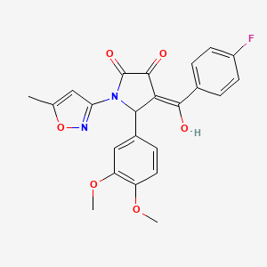molecular formula C23H19FN2O6 B2795853 5-(3,4-dimethoxyphenyl)-4-(4-fluorobenzoyl)-3-hydroxy-1-(5-methylisoxazol-3-yl)-1H-pyrrol-2(5H)-one CAS No. 618875-26-6
