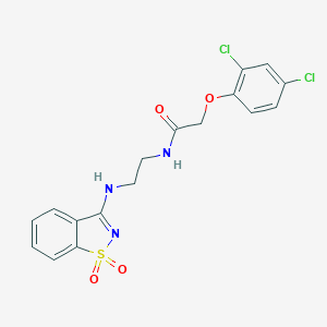 2-(2,4-dichlorophenoxy)-N-[2-[(1,1-dioxo-1,2-benzothiazol-3-yl)amino]ethyl]acetamide