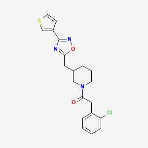 molecular formula C20H20ClN3O2S B2795885 2-(2-氯苯基)-1-(3-((3-(噻吩-3-基)-1,2,4-噁二唑-5-基)甲基哌啶-1-基)乙酮 CAS No. 1787879-94-0