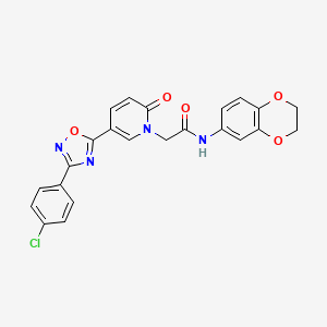 molecular formula C23H17ClN4O5 B2795889 2-(5-(3-(4-氯苯基)-1,2,4-噁二唑-5-基)-2-氧代吡啶-1(2H)-基)-N-(2,3-二氢苯并[b][1,4]二噁杂环-6-基)乙酰胺 CAS No. 1112313-78-6