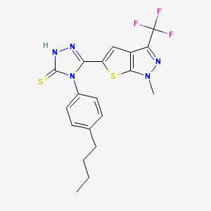 molecular formula C19H18F3N5S2 B2795898 4-(4-丁基苯基)-5-[1-甲基-3-(三氟甲基)-1H-噻吩[2,3-c]吡唑-5-基]-4H-1,2,4-三唑-3-硫醇 CAS No. 865659-87-6