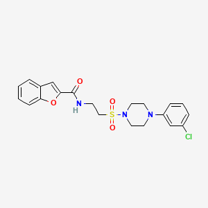 molecular formula C21H22ClN3O4S B2795918 N-(2-((4-(3-chlorophenyl)piperazin-1-yl)sulfonyl)ethyl)benzofuran-2-carboxamide CAS No. 897613-28-4