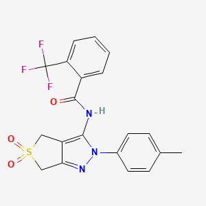 N-[2-(4-methylphenyl)-5,5-dioxo-4,6-dihydrothieno[3,4-c]pyrazol-3-yl]-2-(trifluoromethyl)benzamide