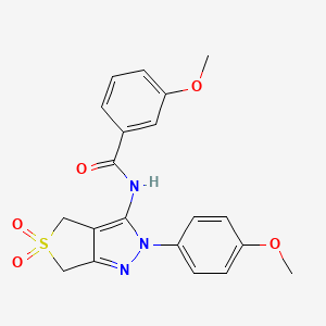 molecular formula C20H19N3O5S B2795924 3-methoxy-N-[2-(4-methoxyphenyl)-5,5-dioxo-4,6-dihydrothieno[3,4-c]pyrazol-3-yl]benzamide CAS No. 450337-85-6