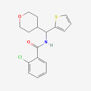 2-chloro-N-[(oxan-4-yl)(thiophen-2-yl)methyl]benzamide