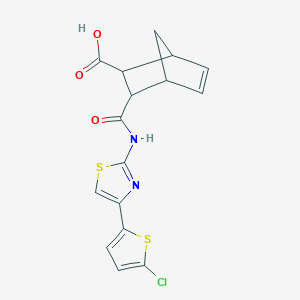 molecular formula C16H13ClN2O3S2 B279593 3-({[4-(5-Chloro-2-thienyl)-1,3-thiazol-2-yl]amino}carbonyl)bicyclo[2.2.1]hept-5-ene-2-carboxylic acid 