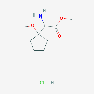 molecular formula C9H18ClNO3 B2795930 甲基2-氨基-2-(1-甲氧基环戊基)乙酸酯；盐酸盐 CAS No. 2361644-20-2