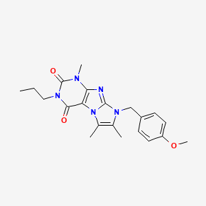molecular formula C21H25N5O3 B2795934 6-[(4-Methoxyphenyl)methyl]-4,7,8-trimethyl-2-propylpurino[7,8-a]imidazole-1,3-dione CAS No. 876902-50-0