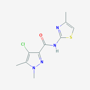molecular formula C10H11ClN4OS B279594 4-chloro-1,5-dimethyl-N-(4-methyl-1,3-thiazol-2-yl)-1H-pyrazole-3-carboxamide 