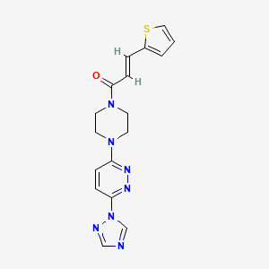 molecular formula C17H17N7OS B2795942 (E)-1-(4-(6-(1H-1,2,4-三唑-1-基)吡啶并[1,2-a]吡嗪-3-基)哌嗪-1-基)-3-(噻吩-2-基)丙-2-烯-1-酮 CAS No. 1798414-39-7