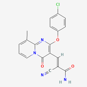 molecular formula C19H13ClN4O3 B2795944 (E)-3-(2-(4-chlorophenoxy)-9-methyl-4-oxo-4H-pyrido[1,2-a]pyrimidin-3-yl)-2-cyanoacrylamide CAS No. 620112-27-8