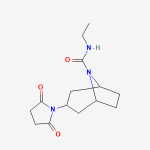 molecular formula C14H21N3O3 B2795957 (1R,5S)-3-(2,5-dioxopyrrolidin-1-yl)-N-ethyl-8-azabicyclo[3.2.1]octane-8-carboxamide CAS No. 1903550-71-9