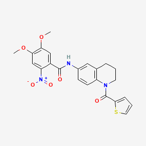 4,5-dimethoxy-2-nitro-N-(1-(thiophene-2-carbonyl)-1,2,3,4-tetrahydroquinolin-6-yl)benzamide