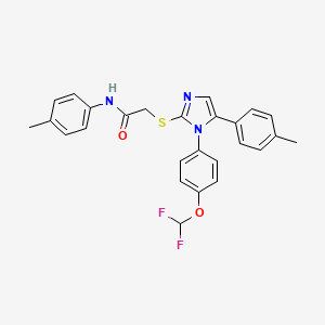 molecular formula C26H23F2N3O2S B2795974 2-((1-(4-(二氟甲氧基)苯基)-5-(对甲苯基)-1H-咪唑-2-基)硫)-N-(对甲苯基)乙酰胺 CAS No. 1226454-39-2