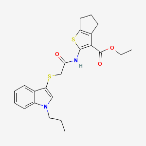 ethyl 2-(2-((1-propyl-1H-indol-3-yl)thio)acetamido)-5,6-dihydro-4H-cyclopenta[b]thiophene-3-carboxylate
