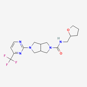 molecular formula C17H22F3N5O2 B2795981 N-(Oxolan-2-ylmethyl)-2-[4-(trifluoromethyl)pyrimidin-2-yl]-1,3,3a,4,6,6a-hexahydropyrrolo[3,4-c]pyrrole-5-carboxamide CAS No. 2415534-31-3