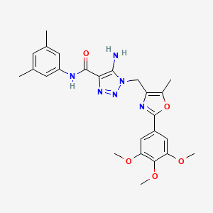 molecular formula C25H28N6O5 B2795983 5-amino-N-(3,5-dimethylphenyl)-1-{[5-methyl-2-(3,4,5-trimethoxyphenyl)-1,3-oxazol-4-yl]methyl}-1H-1,2,3-triazole-4-carboxamide CAS No. 1115900-70-3