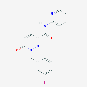 molecular formula C18H15FN4O2 B2795993 1-(3-fluorobenzyl)-N-(3-methylpyridin-2-yl)-6-oxo-1,6-dihydropyridazine-3-carboxamide CAS No. 1040664-11-6