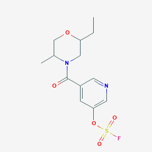 molecular formula C13H17FN2O5S B2795996 2-Ethyl-4-(5-fluorosulfonyloxypyridine-3-carbonyl)-5-methylmorpholine CAS No. 2418705-83-4