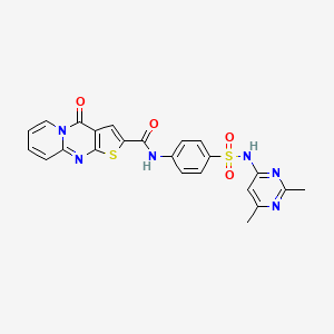 molecular formula C23H18N6O4S2 B2796000 N-(4-(N-(2,6-dimethylpyrimidin-4-yl)sulfamoyl)phenyl)-4-oxo-4H-pyrido[1,2-a]thieno[2,3-d]pyrimidine-2-carboxamide CAS No. 690250-82-9