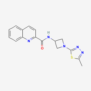 molecular formula C16H15N5OS B2796005 N-[1-(5-Methyl-1,3,4-thiadiazol-2-yl)azetidin-3-yl]quinoline-2-carboxamide CAS No. 2415631-43-3