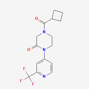 molecular formula C15H16F3N3O2 B2796016 4-(Cyclobutanecarbonyl)-1-[2-(trifluoromethyl)pyridin-4-yl]piperazin-2-one CAS No. 2380168-20-5