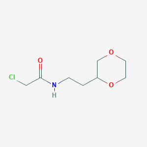 molecular formula C8H14ClNO3 B2796019 2-Chloro-N-[2-(1,4-dioxan-2-yl)ethyl]acetamide CAS No. 2411293-79-1