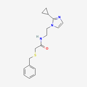 molecular formula C17H21N3OS B2796022 2-(苄硫基)-N-(2-(2-环丙基-1H-咪唑-1-基)乙基)乙酰胺 CAS No. 2034634-17-6