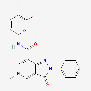 molecular formula C20H14F2N4O2 B2796023 N-(3,4-difluorophenyl)-5-methyl-3-oxo-2-phenyl-3,5-dihydro-2H-pyrazolo[4,3-c]pyridine-7-carboxamide CAS No. 921575-00-0
