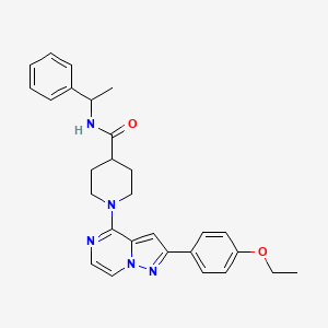 molecular formula C28H31N5O2 B2796024 1-[2-(4-ethoxyphenyl)pyrazolo[1,5-a]pyrazin-4-yl]-N-(1-phenylethyl)piperidine-4-carboxamide CAS No. 1111269-04-5