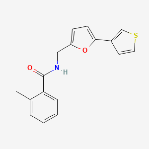 molecular formula C17H15NO2S B2796027 2-methyl-N-((5-(thiophen-3-yl)furan-2-yl)methyl)benzamide CAS No. 2034492-38-9