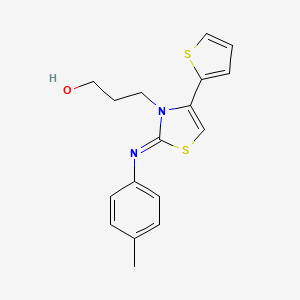 molecular formula C17H18N2OS2 B2796028 (Z)-3-(4-(thiophen-2-yl)-2-(p-tolylimino)thiazol-3(2H)-yl)propan-1-ol CAS No. 928199-36-4