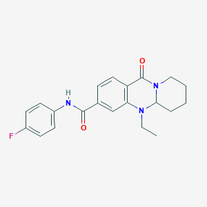molecular formula C21H22FN3O2 B2796042 5-乙基-N-(4-氟苯基)-11-氧代-5,6,7,8,9,11-六氢-5aH-吡啶并[2,1-b]喹唑啉-3-羧酰胺 CAS No. 1574619-29-6