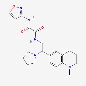 molecular formula C21H27N5O3 B2796043 N1-(isoxazol-3-yl)-N2-(2-(1-methyl-1,2,3,4-tetrahydroquinolin-6-yl)-2-(pyrrolidin-1-yl)ethyl)oxalamide CAS No. 922119-57-1