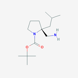 molecular formula C14H28N2O2 B2796046 叔丁基(2R)-2-(氨甲基)-2-(2-甲基丙基)吡咯啉-1-羧酸酯 CAS No. 1630815-58-5
