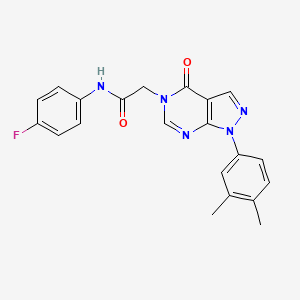 molecular formula C21H18FN5O2 B2796047 2-(1-(3,4-dimethylphenyl)-4-oxo-1H-pyrazolo[3,4-d]pyrimidin-5(4H)-yl)-N-(4-fluorophenyl)acetamide CAS No. 852451-34-4