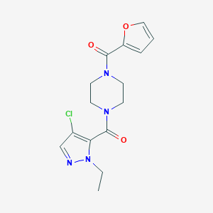 molecular formula C15H17ClN4O3 B279605 1-[(4-chloro-1-ethyl-1H-pyrazol-5-yl)carbonyl]-4-(2-furoyl)piperazine 