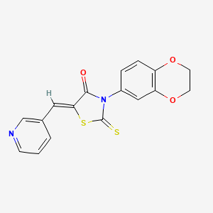 molecular formula C17H12N2O3S2 B2796050 (Z)-3-(2,3-dihydrobenzo[b][1,4]dioxin-6-yl)-5-(pyridin-3-ylmethylene)-2-thioxothiazolidin-4-one CAS No. 315692-73-0