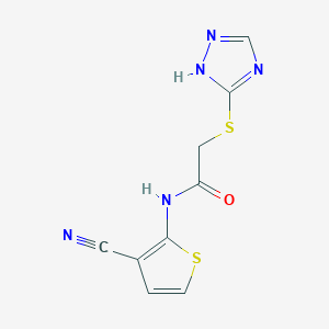 molecular formula C9H7N5OS2 B2796052 N-(3-cyano-2-thienyl)-2-(1H-1,2,4-triazol-3-ylthio)acetamide CAS No. 690646-92-5
