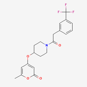 molecular formula C20H20F3NO4 B2796065 6-methyl-4-((1-(2-(3-(trifluoromethyl)phenyl)acetyl)piperidin-4-yl)oxy)-2H-pyran-2-one CAS No. 1798486-04-0