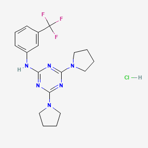 molecular formula C18H22ClF3N6 B2796067 4,6-di(pyrrolidin-1-yl)-N-(3-(trifluoromethyl)phenyl)-1,3,5-triazin-2-amine hydrochloride CAS No. 1179496-68-4