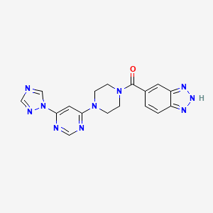 molecular formula C17H16N10O B2796074 (4-(6-(1H-1,2,4-triazol-1-yl)pyrimidin-4-yl)piperazin-1-yl)(1H-benzo[d][1,2,3]triazol-5-yl)methanone CAS No. 1795476-50-4