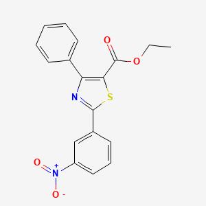 molecular formula C18H14N2O4S B2796076 Ethyl 2-(3-nitrophenyl)-4-phenylthiazole-5-carboxylate CAS No. 1965304-92-0