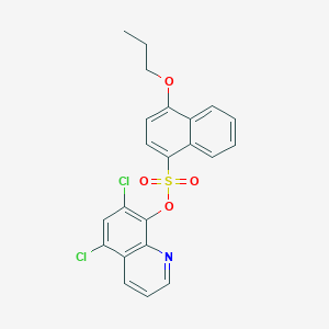 molecular formula C22H17Cl2NO4S B2796077 5,7-Dichloroquinolin-8-yl 4-propoxynaphthalene-1-sulfonate CAS No. 2415632-33-4