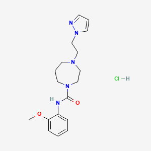 molecular formula C18H26ClN5O2 B2796081 4-(2-(1H-吡唑-1-基)乙基)-N-(2-甲氧基苯基)-1,4-二氮杂辛-1-甲酰胺盐酸盐 CAS No. 1396879-44-9