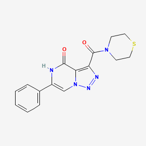 molecular formula C16H15N5O2S B2796083 6-phenyl-3-(thiomorpholin-4-ylcarbonyl)[1,2,3]triazolo[1,5-a]pyrazin-4(5H)-one CAS No. 2108355-30-0