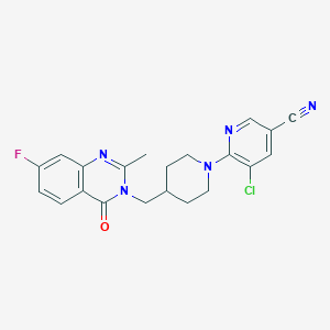 5-Chloro-6-[4-[(7-fluoro-2-methyl-4-oxoquinazolin-3-yl)methyl]piperidin-1-yl]pyridine-3-carbonitrile