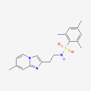 molecular formula C19H23N3O2S B2796091 2,4,6-trimethyl-N-(2-(7-methylimidazo[1,2-a]pyridin-2-yl)ethyl)benzenesulfonamide CAS No. 868978-83-0