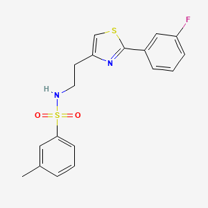molecular formula C18H17FN2O2S2 B2796092 N-[2-[2-(3-fluorophenyl)-1,3-thiazol-4-yl]ethyl]-3-methylbenzenesulfonamide CAS No. 946375-78-6