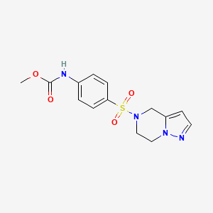 molecular formula C14H16N4O4S B2796099 methyl (4-((6,7-dihydropyrazolo[1,5-a]pyrazin-5(4H)-yl)sulfonyl)phenyl)carbamate CAS No. 2034401-62-0